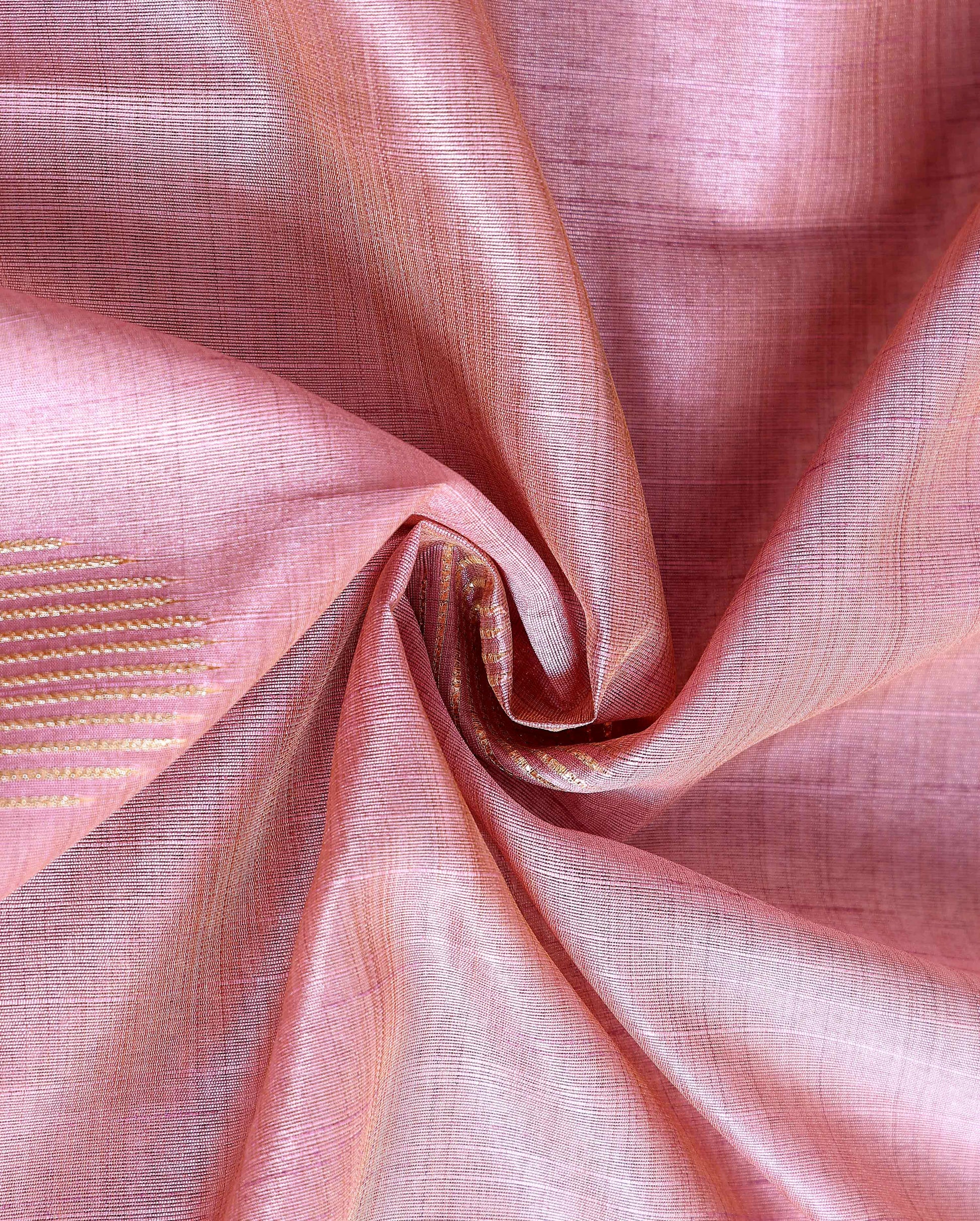 Handcrafted Semi Chanderi Saree with Floral Kalamkari Inspired Pallu & Elegant Woven Border - Pink