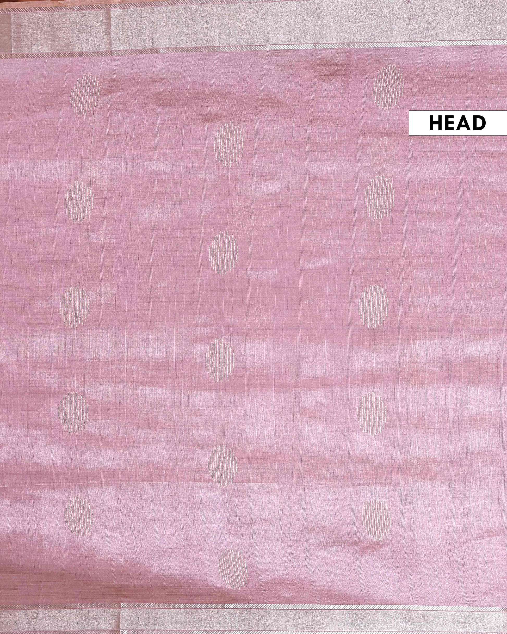 Handcrafted Semi Chanderi Saree with Floral Kalamkari Inspired Pallu & Elegant Woven Border - Pink