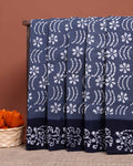 Handcrafted Sungudi Cotton Saree with Intricate Wax Batik Design and Contrast Border - Grey