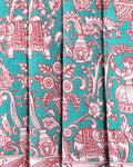 Handcrafted Traditional Kalamkari Cotton Saree with Traditional Motifs -Close