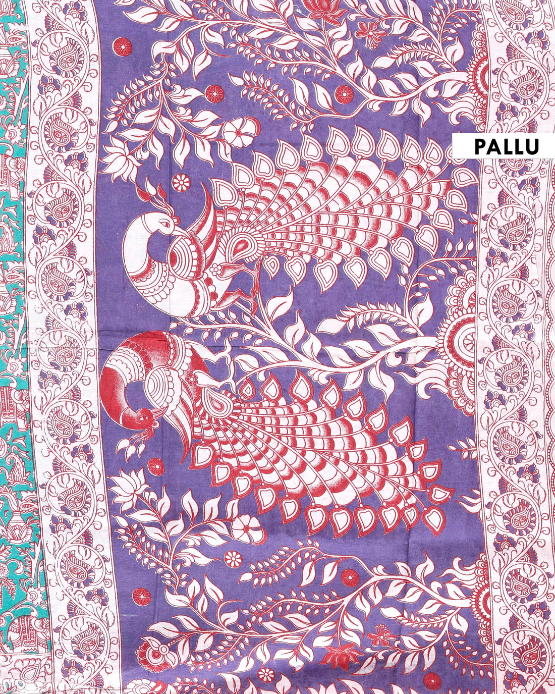 Handcrafted Traditional Kalamkari Cotton Saree with Traditional Motifs -Green