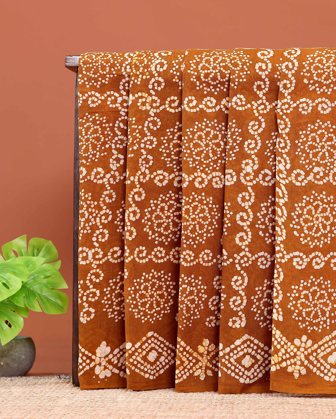 Handcrafted Traditional Sungudi Cotton Saree with Intricate Bandhani Work - Brown