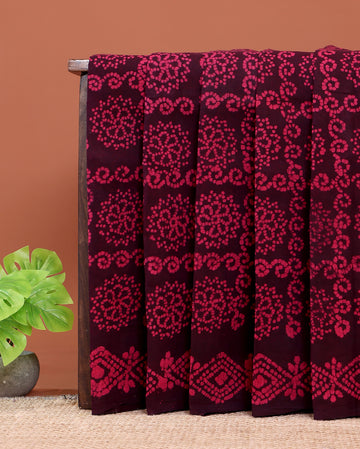 Handcrafted Traditional Sungudi Cotton Saree with Intricate Bandhani Work - Dark Purple