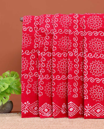 Handcrafted Traditional Sungudi Cotton Saree with Intricate Bandhani Work - Red