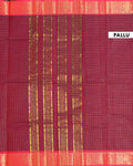 Handloom Chettinad Cotton Saree with Woven Checks and Peacock Motif - Dark Maroon-Pallu