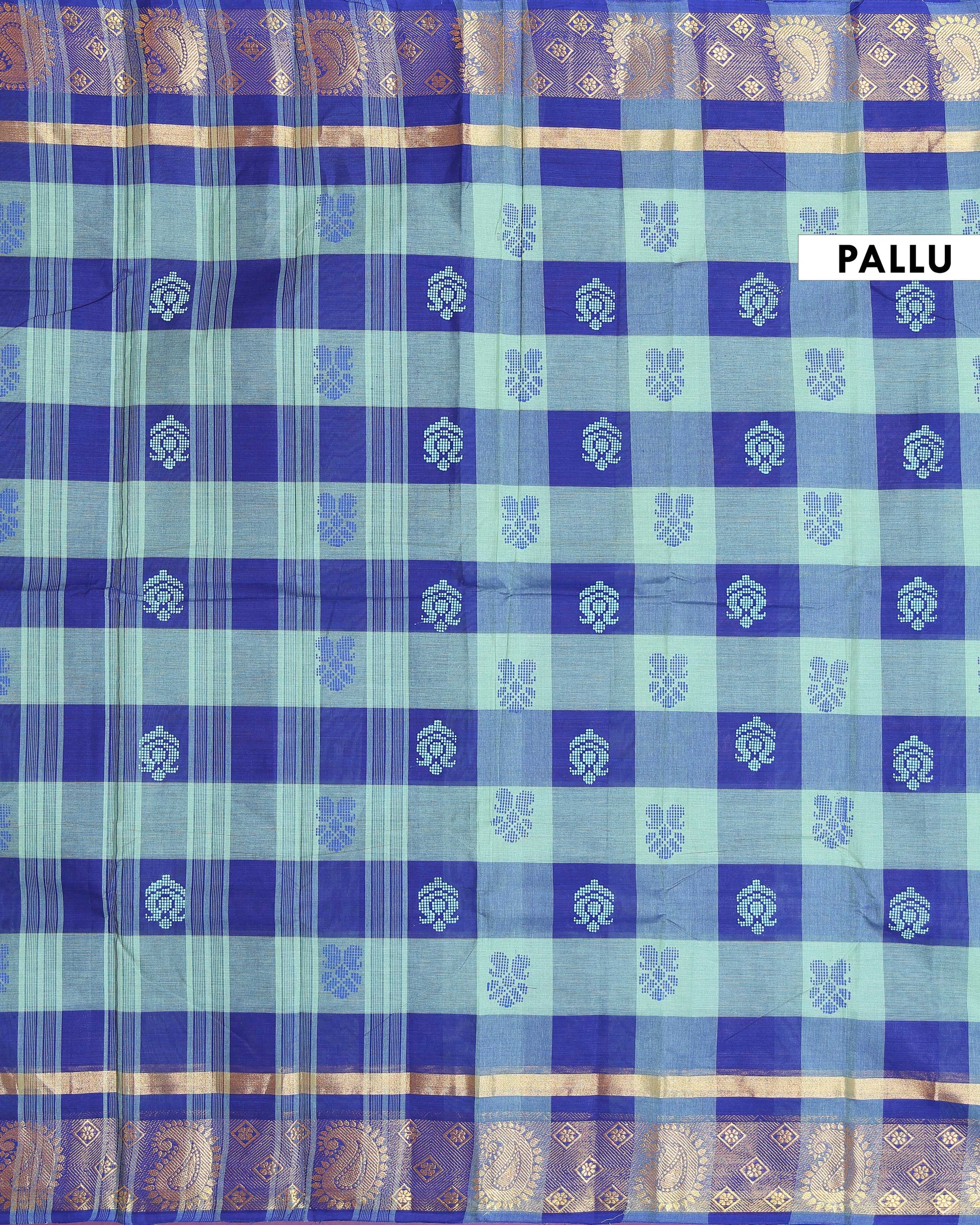 Handloom Chettinad Handloom Saree with Temple Border and Traditional Motifs - Multi-Pallu