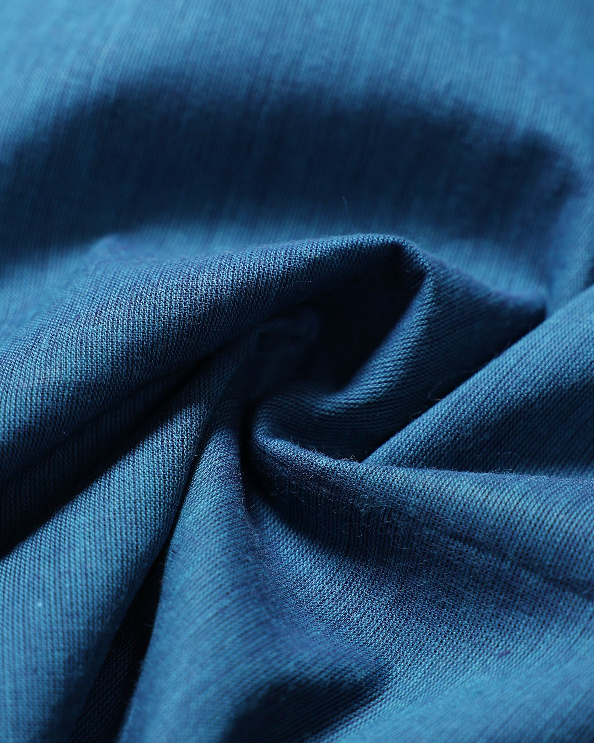 Handloom Cotton Blouse Material with Traditional Woven Border - Blue