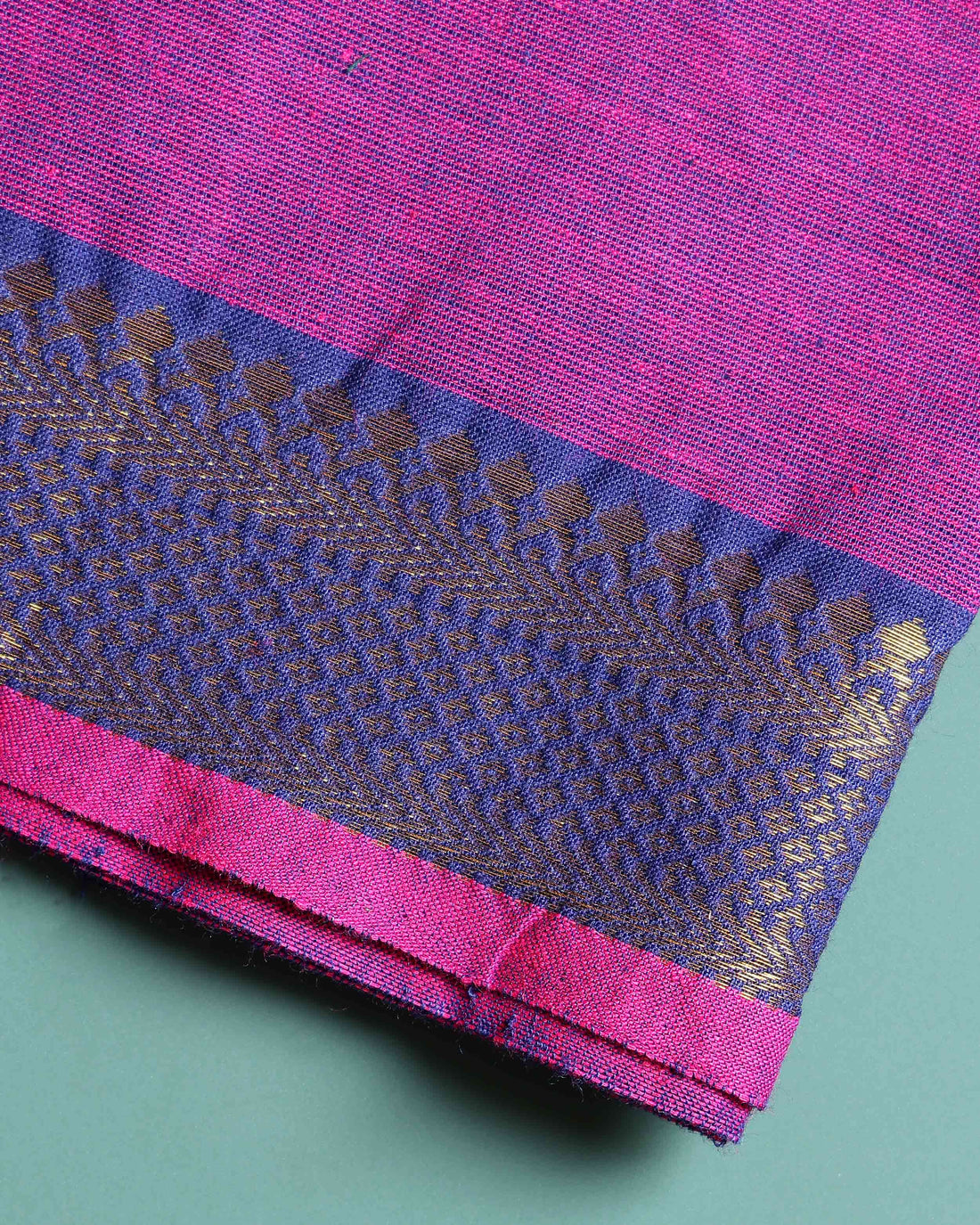 Handloom Cotton Blouse Material with Zari Border-Purple