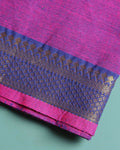 Handloom Cotton Blouse Material with Zari Border-Close