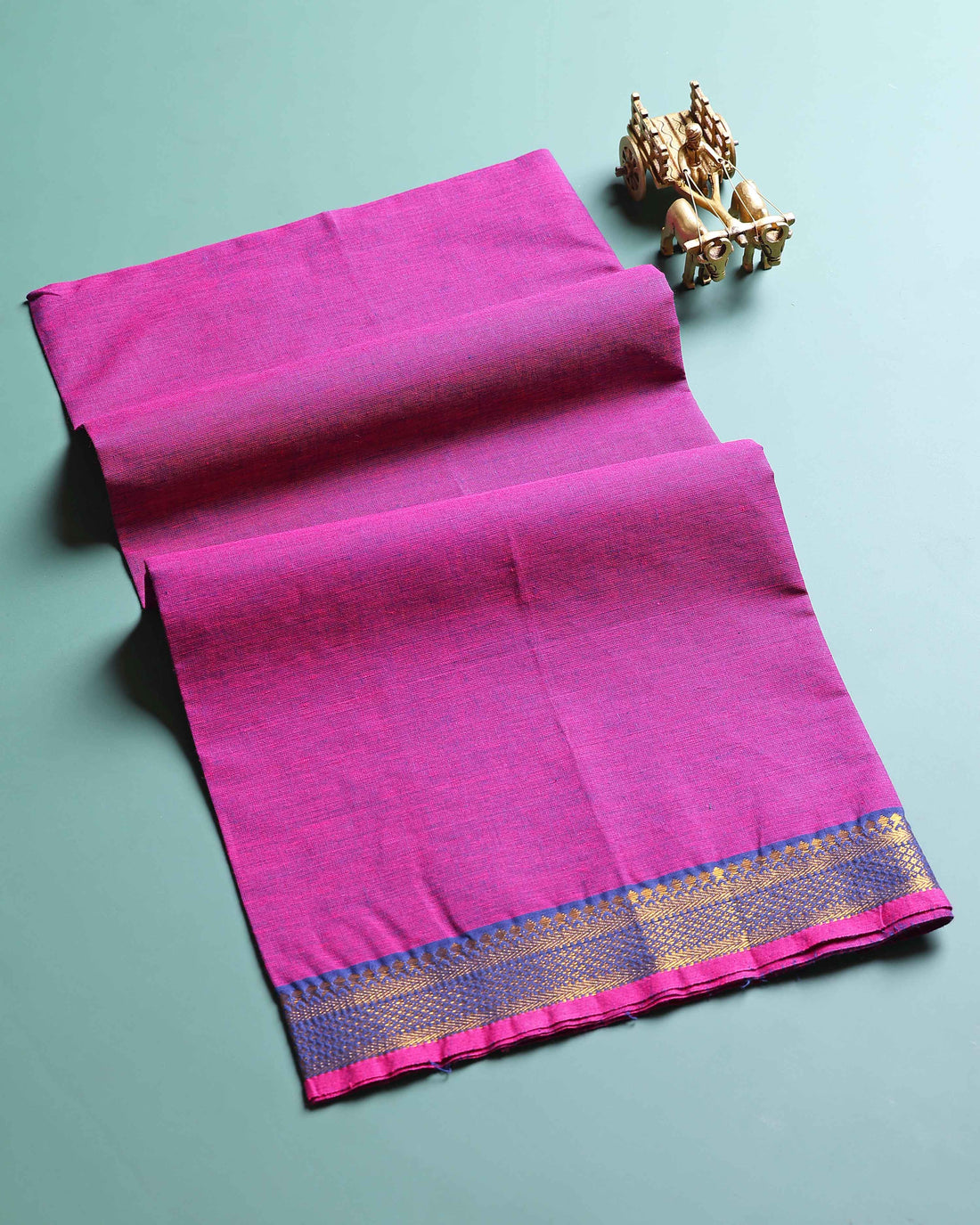 Handloom Cotton Blouse Material with Zari Border-Purple