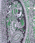 Handloom Cotton Kalamkari Saree with Traditional Floral Motifs and Contrast Border - Green