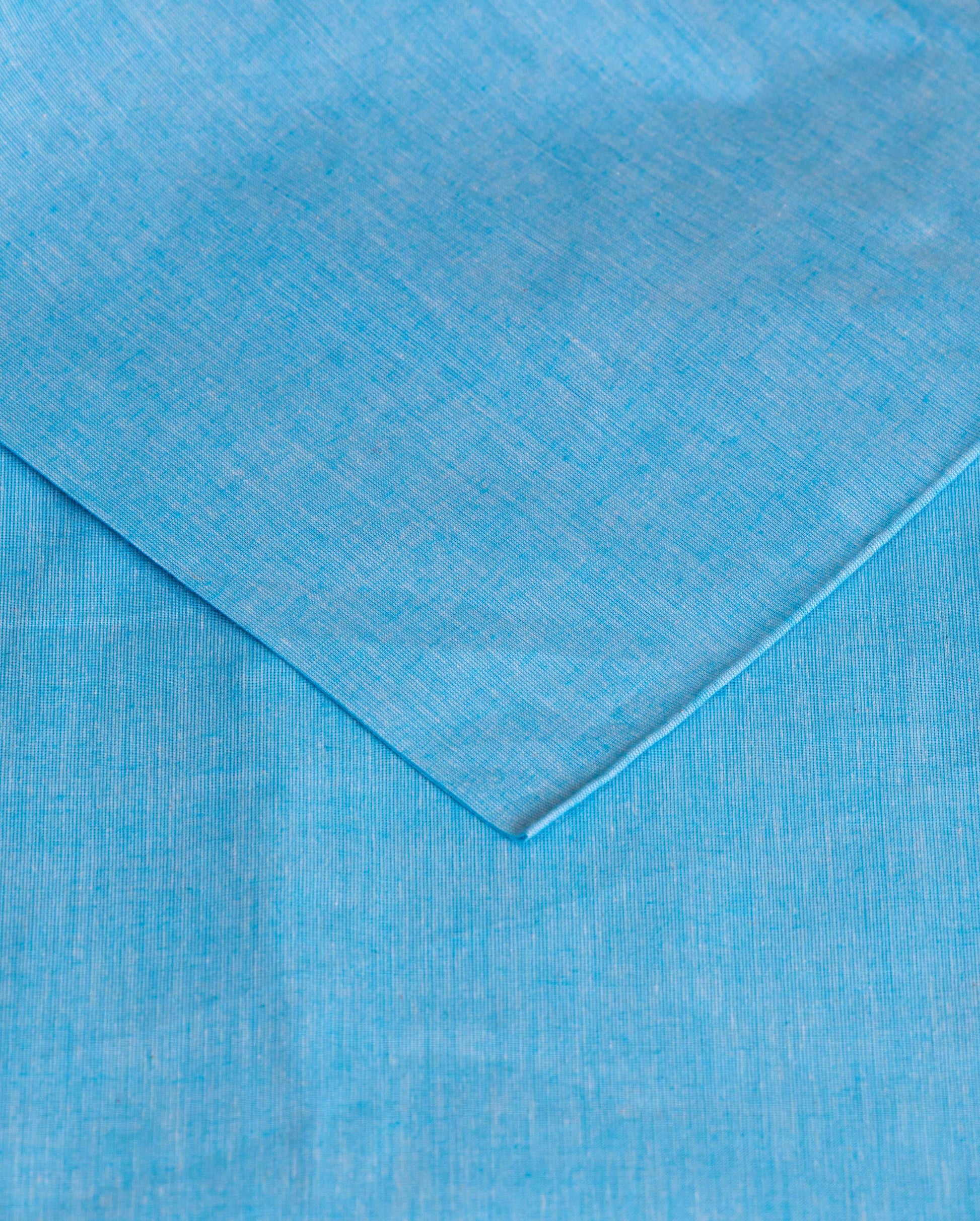 Women's Handloom Cotton Salwar Suit Material with Ikkat Pattern and Striped Dupatta - Blue