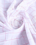 Handloom Cotton Saree with Checkered Body and Striped Pallu - Off White-Close