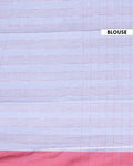 Handloom Cotton Saree with Striped Pattern and Contrasting Border - Lavender-Blouse
