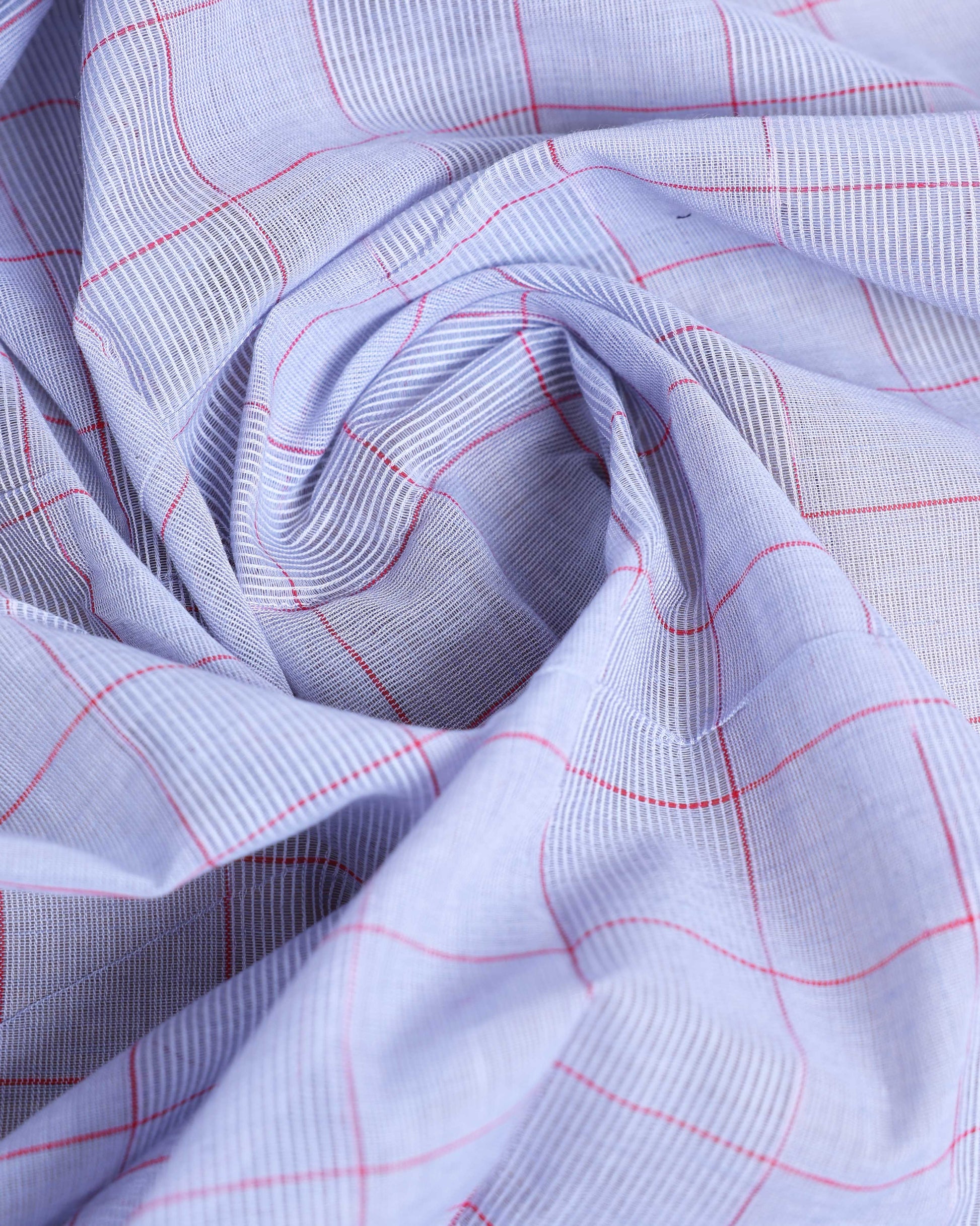 Handloom Cotton Saree with Striped Pattern and Contrasting Border - Lavender-Close