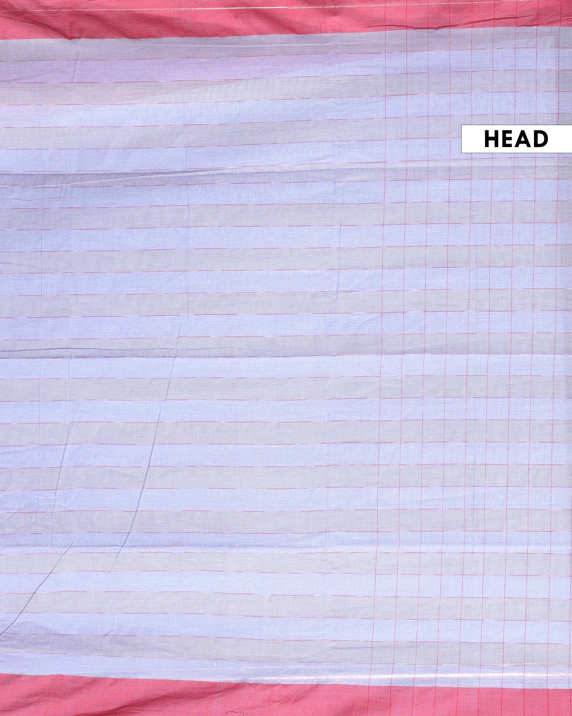 Handloom Cotton Saree with Striped Pattern and Contrasting Border - Lavender-Head