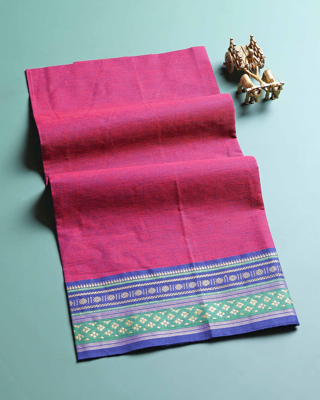 Handloom Cotton Unstitched Blouse Material with Zari Border - Maroon