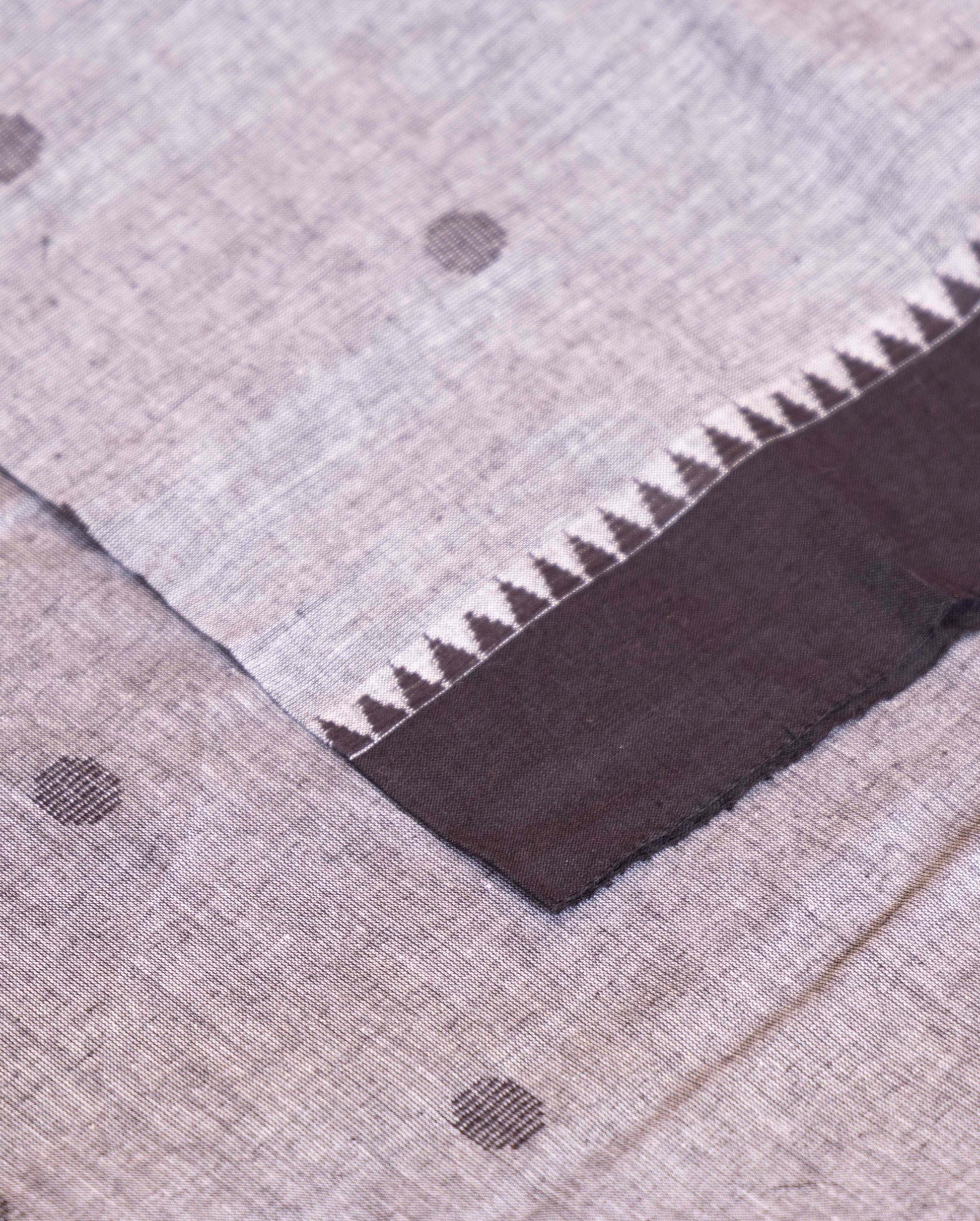 Women's Handloom Cotton Unstitched Salwar Suit Material with Woven Buttas and Temple Border - Grey