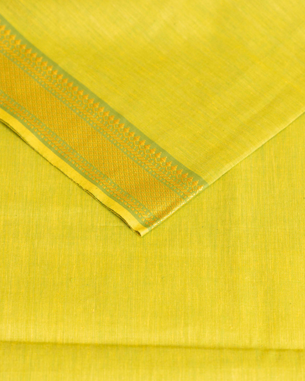 Women's Handloom Cotton Unstitched Salwar Suit Material with Zari Border - Green