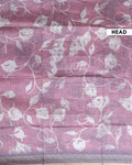 Handloom Floral Printed Semi Silk Saree with Woven Zari Border - Purple-Head