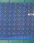 Handloom Geometric Motif Patola Semi Silk Saree with Zari Border - Blue-head