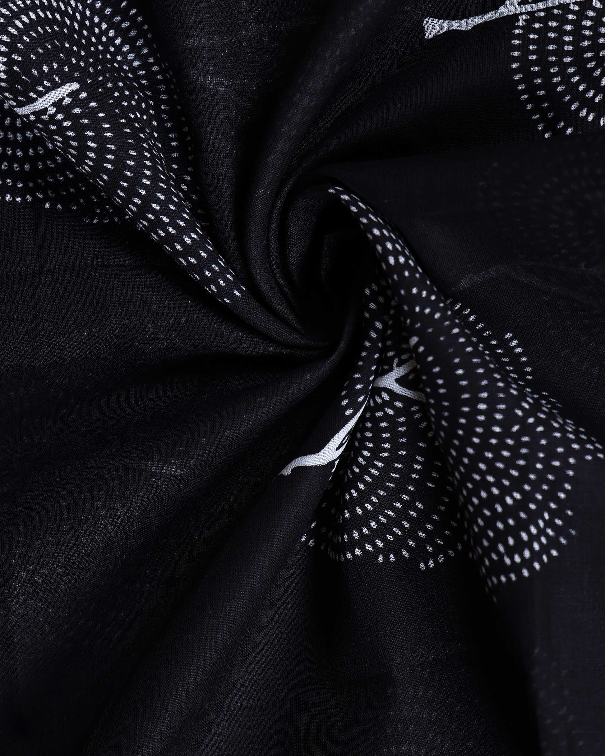 Handloom Hand-Block Printed Mulmul Cotton Saree with Tree and Paisley Motifs - Black-Close