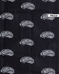 Handloom Hand-Block Printed Mulmul Cotton Saree with Tree and Paisley Motifs - Black-Pallu