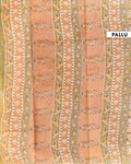 Handloom Hand-Block Printed Voile Cotton Saree with Floral Motifs - Cream