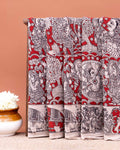 Handloom Hand-painted Kalamkari Cotton Saree with Mythological  Motifs - Red