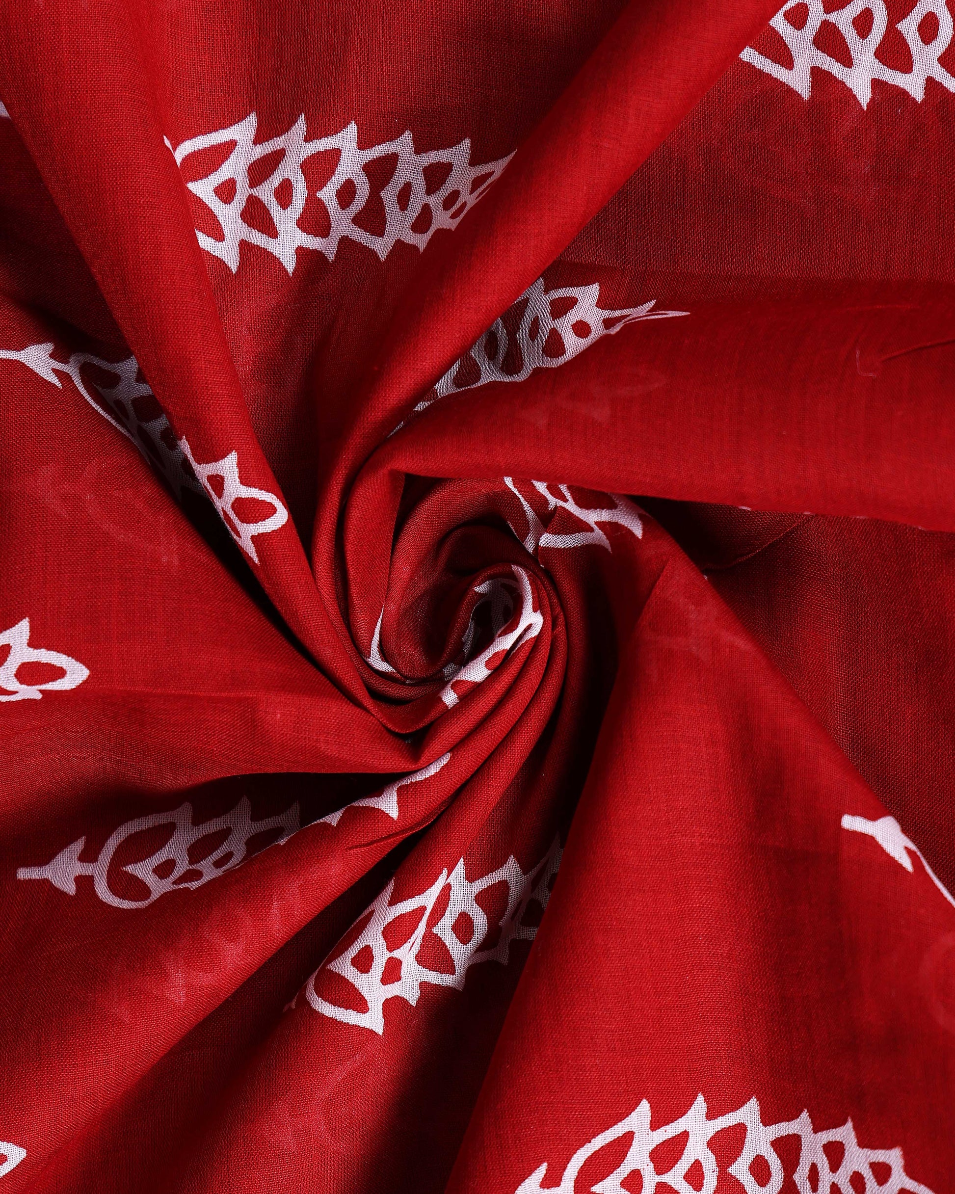Handloom Hand Block Printed Mul Mul Cotton Saree with Striped Border - Red-Close