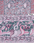 Handloom Handcrafted Kalamkari Cotton Saree with Intricate Floral Motifs and Traditional Bird Border Design - Dark Green