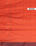 Handloom Ikat Cotton Saree with Geometric Patterned Pallu and Contrasting Border - Dark Orange-Blouse