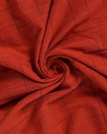 Handloom Ikat Cotton Saree with Geometric Patterned Pallu and Contrasting Border - Dark Orange-Close