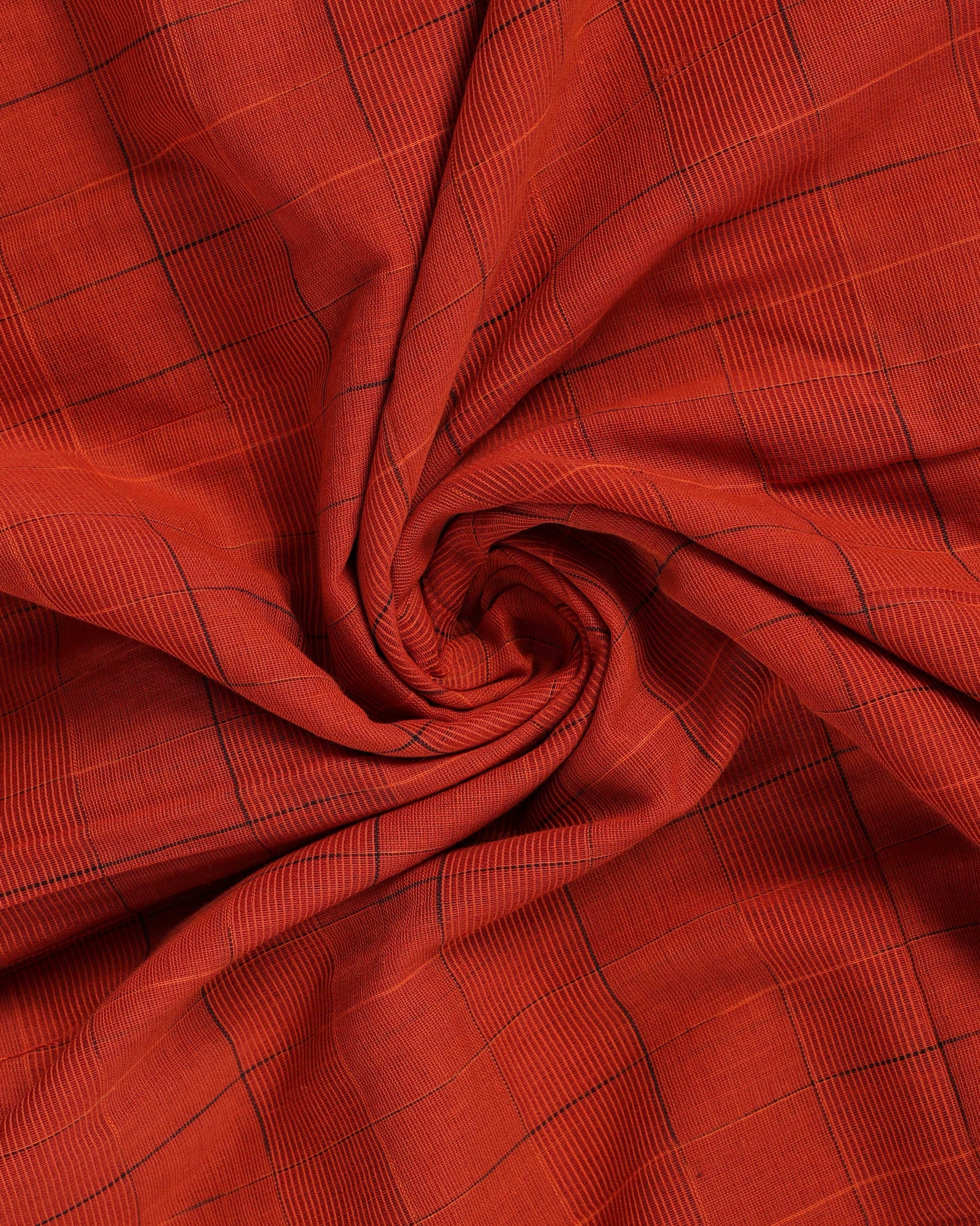 Handloom Ikat Cotton Saree with Geometric Patterned Pallu and Contrasting Border - Dark Orange-Close