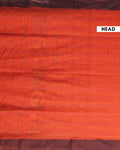 Handloom Ikat Cotton Saree with Geometric Patterned Pallu and Contrasting Border - Dark Orange-Head