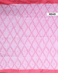 Handloom Ikkat Cotton Saree with Checkered Weave and Intricate Pallu - Pink-Head