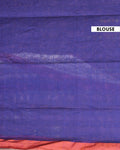  Handloom Ikkat Cotton Saree with Contrast Border and Striped Pallu - Blue-Blouse