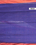 
 Handloom Ikkat Cotton Saree with Contrast Border and Striped Pallu - Blue-Head