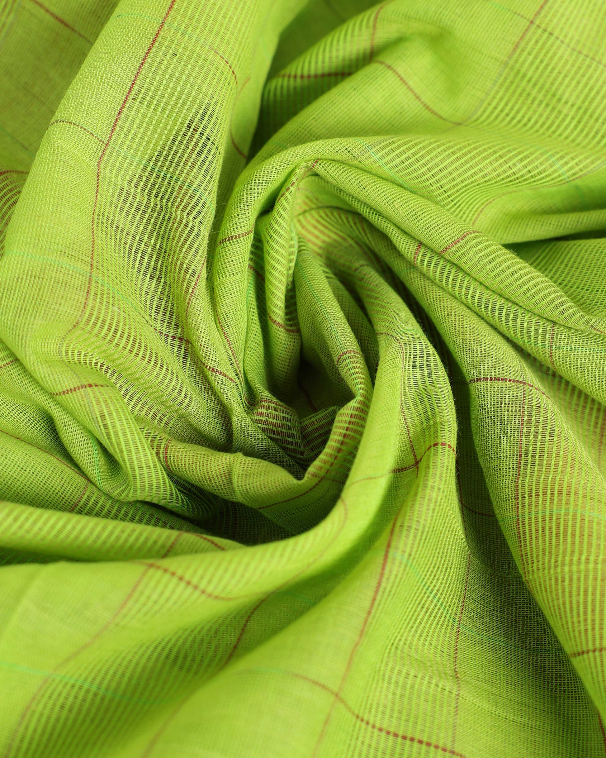 Handloom Ikkat Cotton Saree with Contrast Border and Striped Pallu - Green-Close