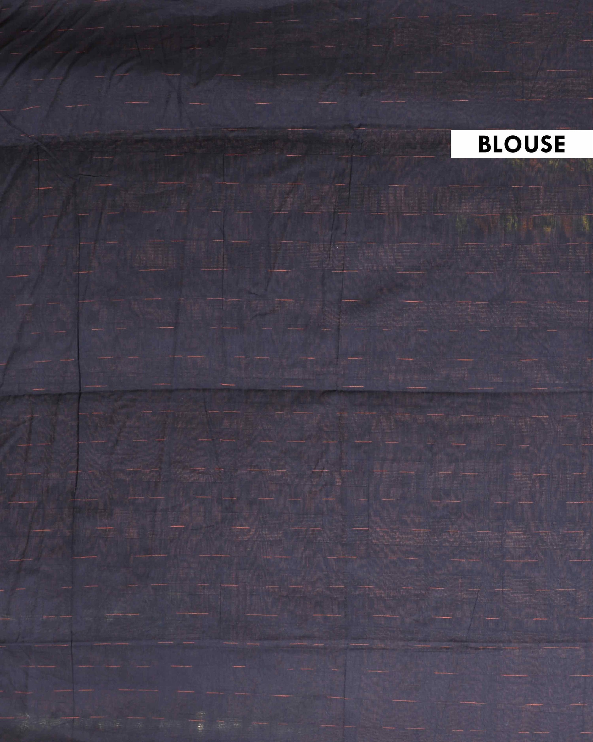 Handloom Ikkat Cotton Saree with Geometric Weave and Contrast Border - Black-Blouse
