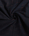Handloom Ikkat Cotton Saree with Geometric Weave and Contrast Border - Black-Close