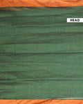 Handloom Ikkat Cotton Saree with Striped Pallu and Tassels - Green-Head