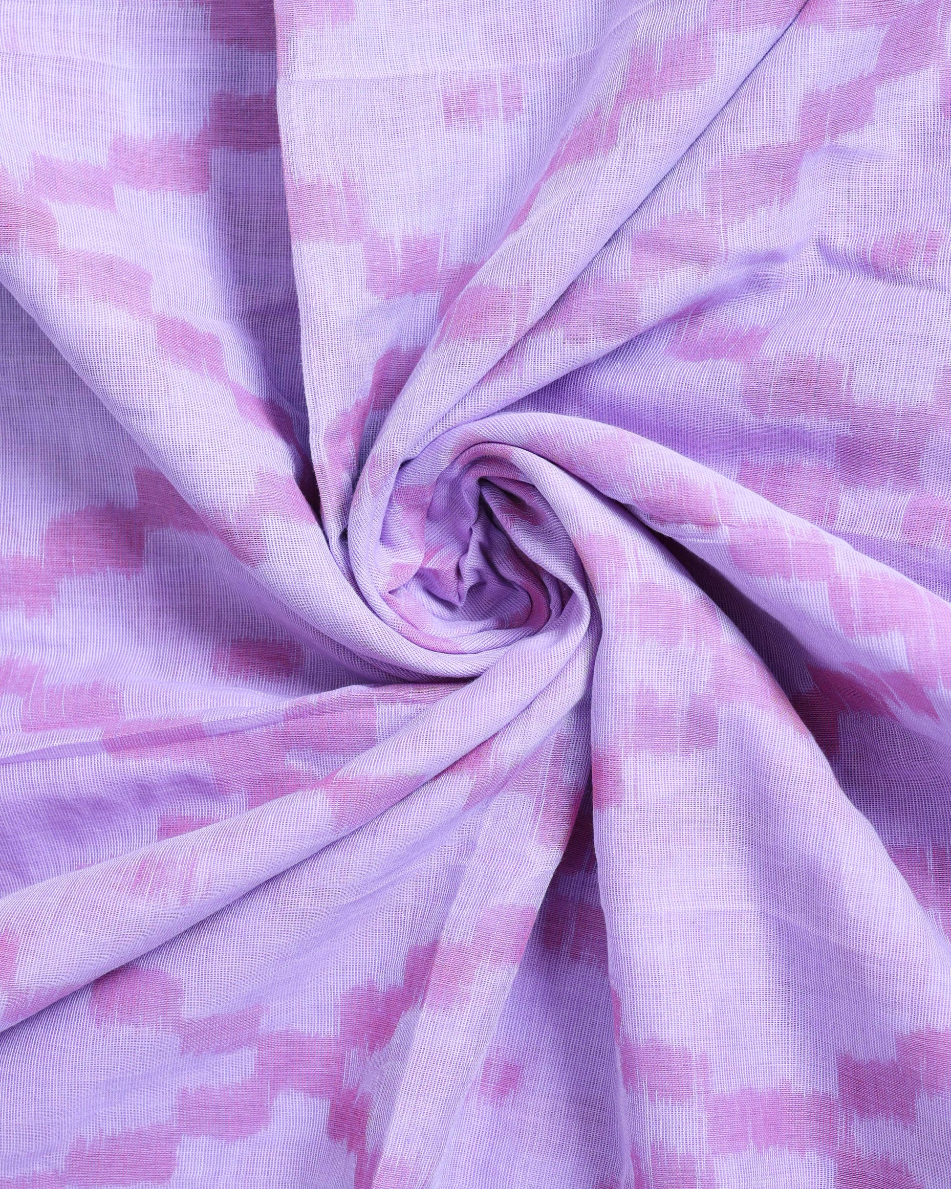 Handloom Ikkat Cotton Saree with Woven Border and Contrast Pallu - Close