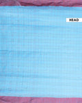 Handloom Ikkat Cotton Saree with Woven Checks and Striped Pallu - Blue-Head