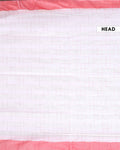 Handloom Ikkat Cotton Saree with Woven Striped Border - Off White-Head