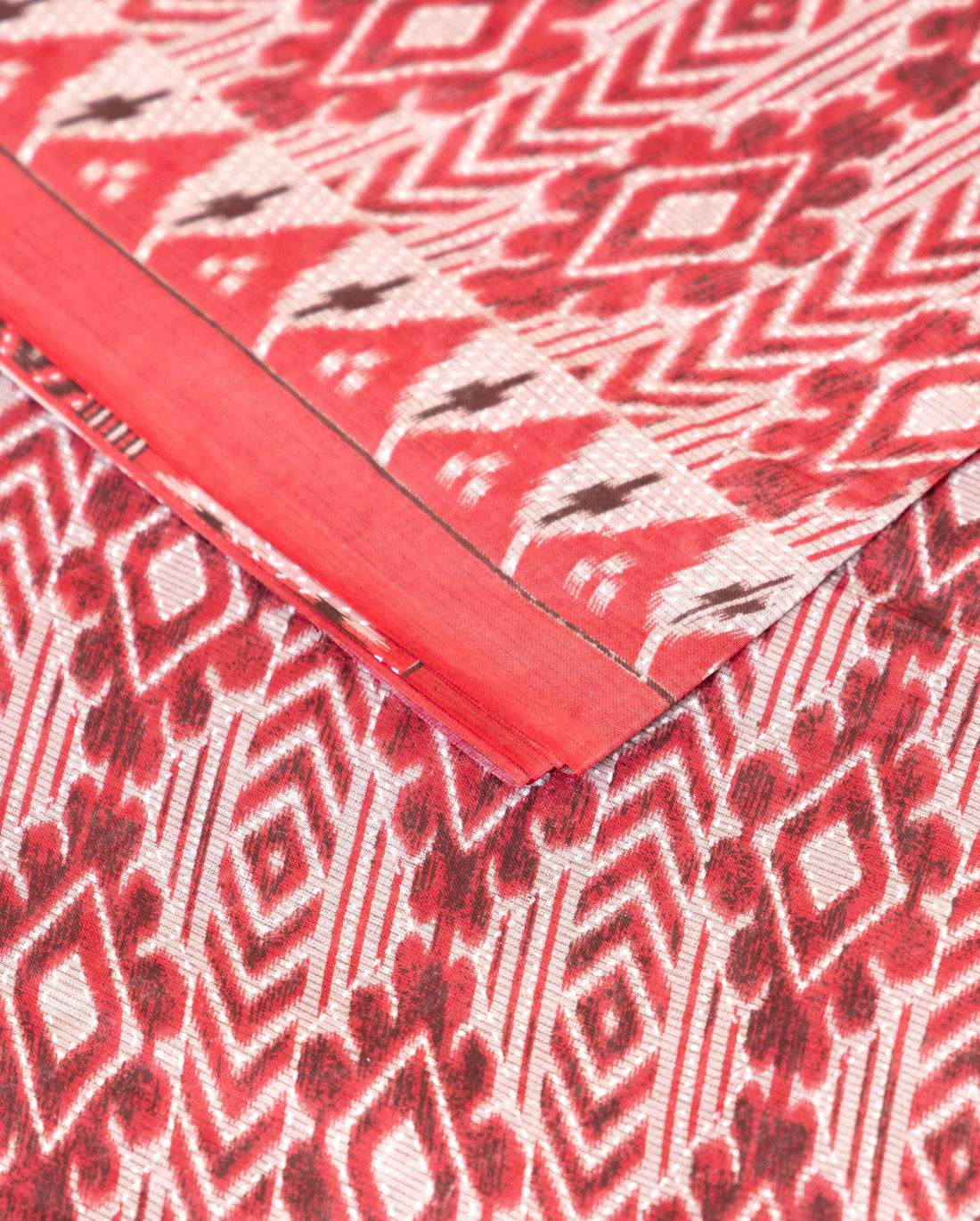 Handloom Ikkat Voile Cotton Saree with Traditional Geometric Motifs - Maroon