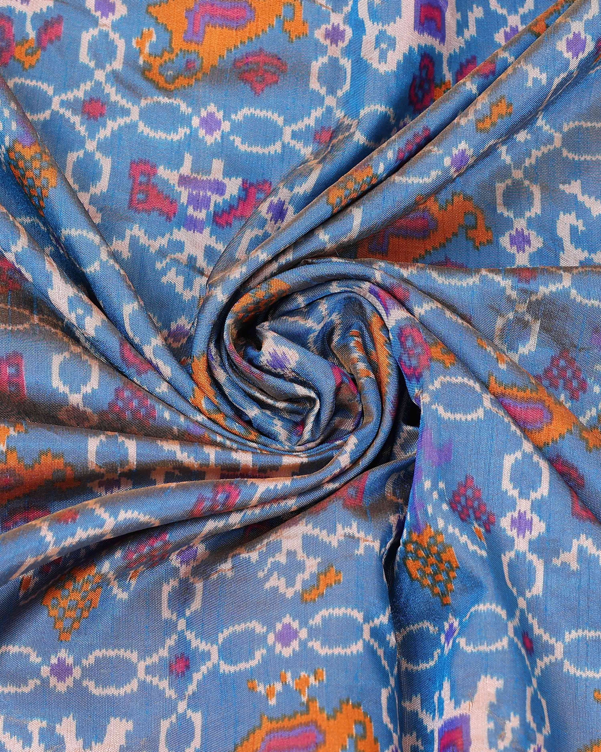 Handloom Intricate Patola Semi-Silk Saree with Traditional IkKat Weave - close