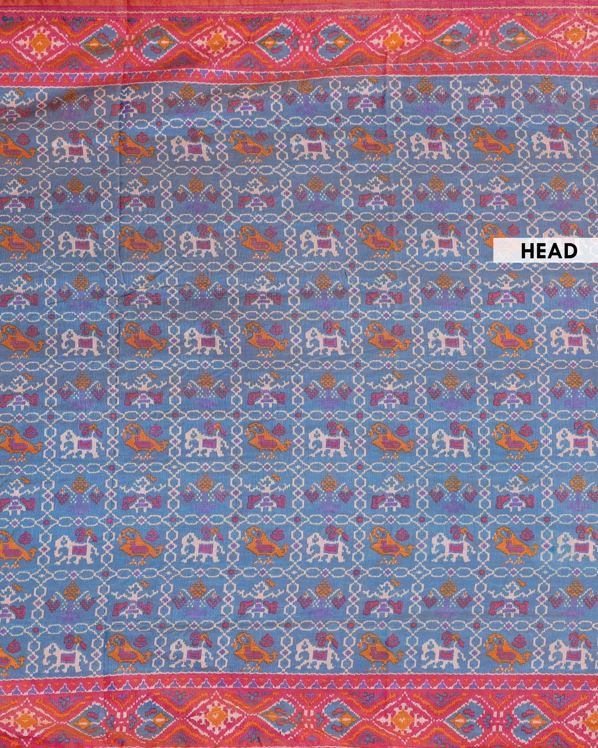 Handloom Intricate Patola Semi-Silk Saree with Traditional IkKat Weave - head