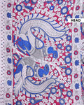 Traditional Handloom Kalamkari Cotton Saree Traditional Mythological Artwork and Intricate Border Detailing - Blue