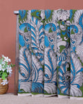 Handloom Kalamkari Cotton Saree with Bold Artistic Floral Motifs and Traditional Ethnic Detailing - Green